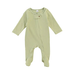 Baby Solid Color Zipper Romper