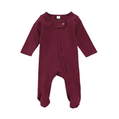 Baby Solid Color Zipper Romper