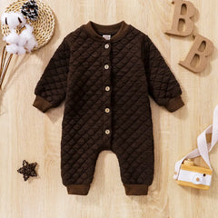 Baby Solid Color Round Neck Romper