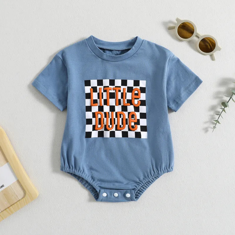 Baby Little Dude Print Romper