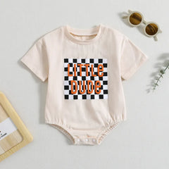 Baby Little Dude Print Romper