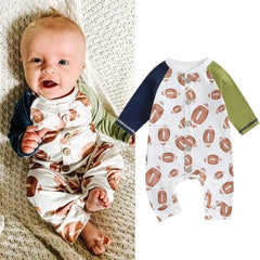 Baby Football Print Rompers