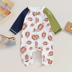 Baby Football Print Rompers