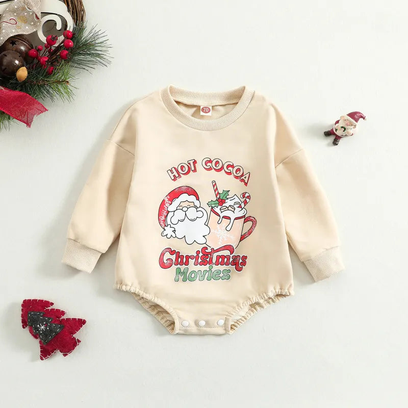 Hot Cocoa Christmas Movies Romper