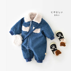 Baby Winter Warm Denim Romper