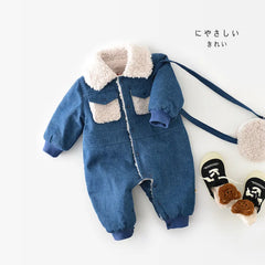 Baby Winter Warm Denim Romper