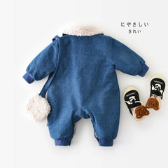 Baby Winter Warm Denim Romper