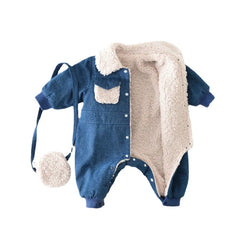 Baby Winter Warm Denim Romper