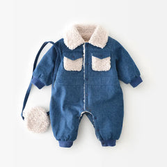 Baby Winter Warm Denim Romper