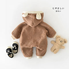 Baby Winter Warm Bear Jumpsuit+Scarf