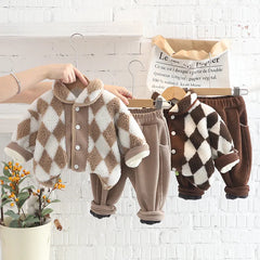 2-Piece Baby Warm Plaid Set