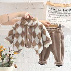 2-Piece Baby Warm Plaid Set