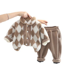 2-Piece Baby Warm Plaid Set