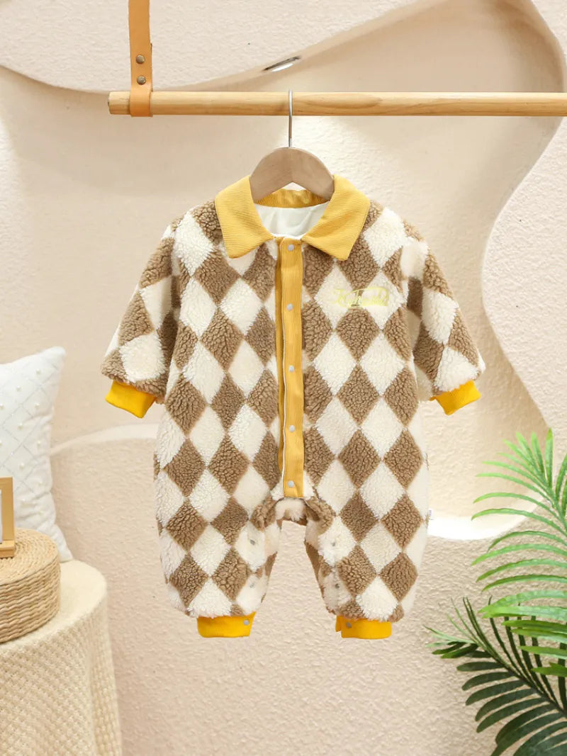 Baby Warm Plaid Set Romper