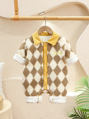 Baby Warm Plaid Set Romper