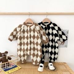 Baby Warm Plaid Set Romper