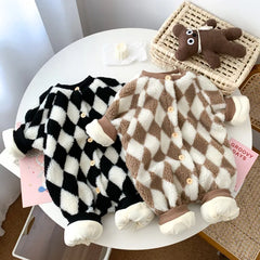 Baby Warm Plaid Set Romper