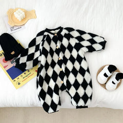 Baby Warm Plaid Set Romper