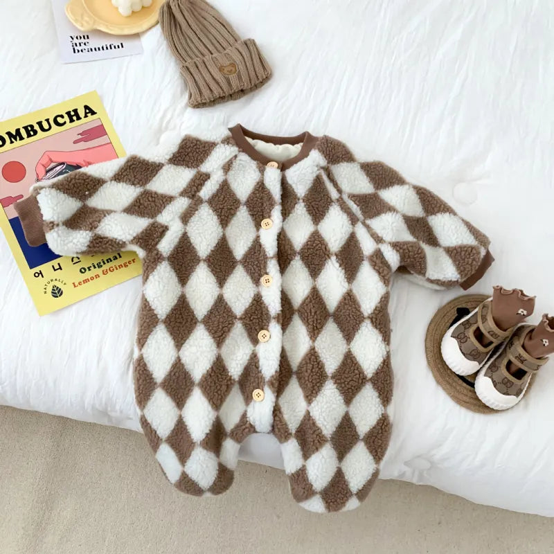 Baby Warm Plaid Set Romper