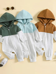 Baby Color block Hooded Onesie