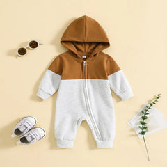 Baby Color block Hooded Onesie