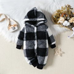 Baby plush plaid jumpsuit