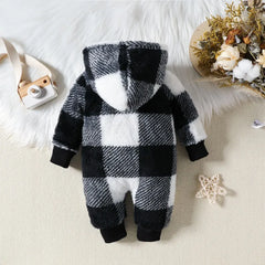 Baby plush plaid jumpsuit