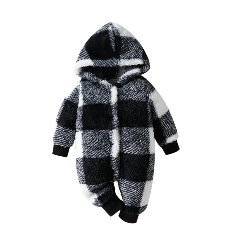 Baby plush plaid jumpsuit