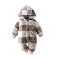 Baby plush plaid jumpsuit