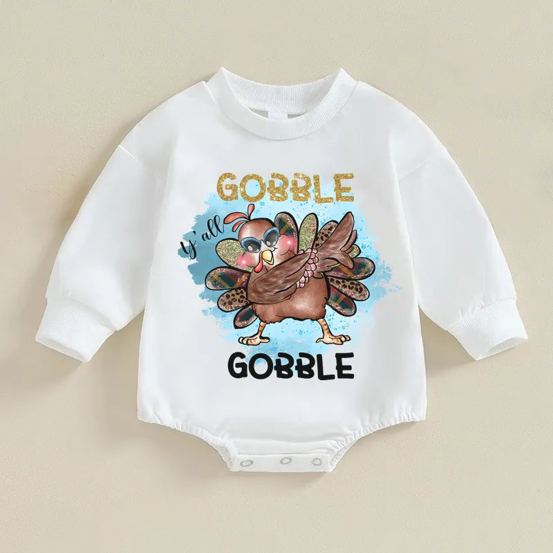 Baby Gobble Print Romper