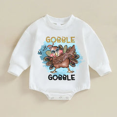 Baby Gobble Print Romper