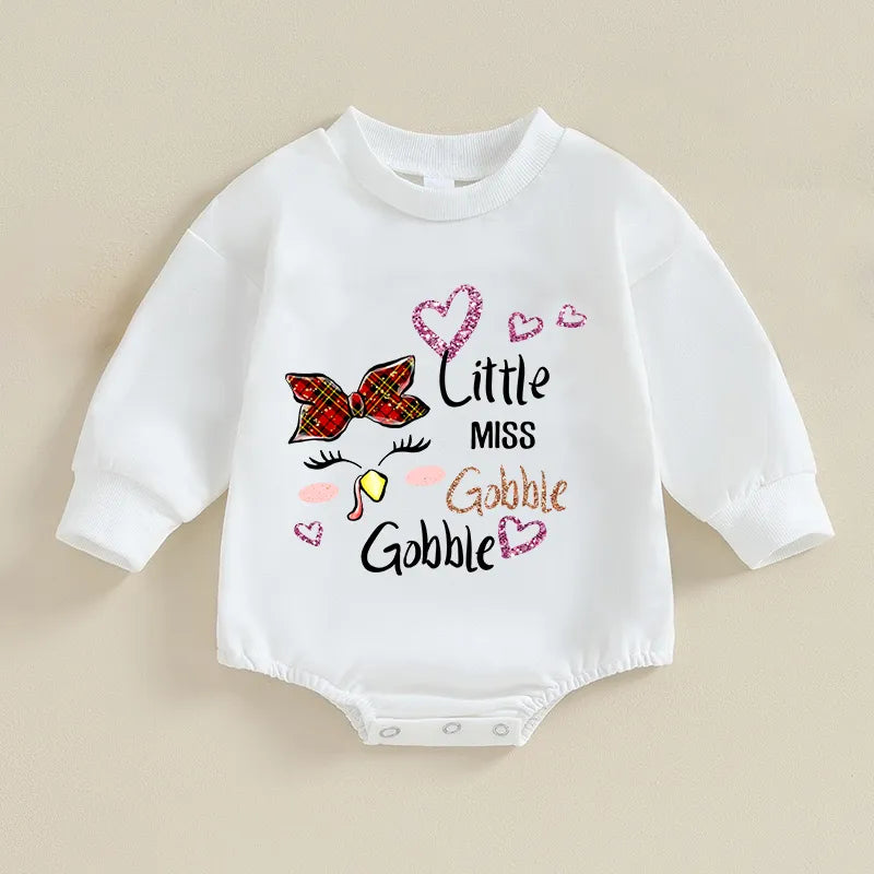 Baby Gobble Print Romper