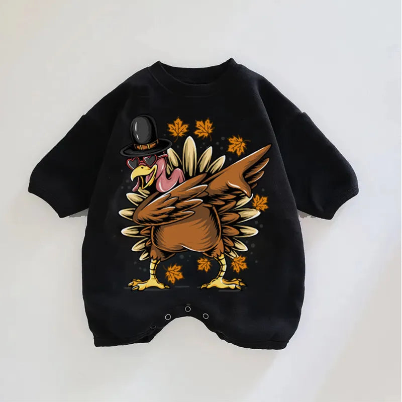 Baby Dancing Turkey Print Romper