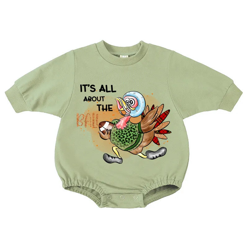 Baby Turkey with Ball Print Romper