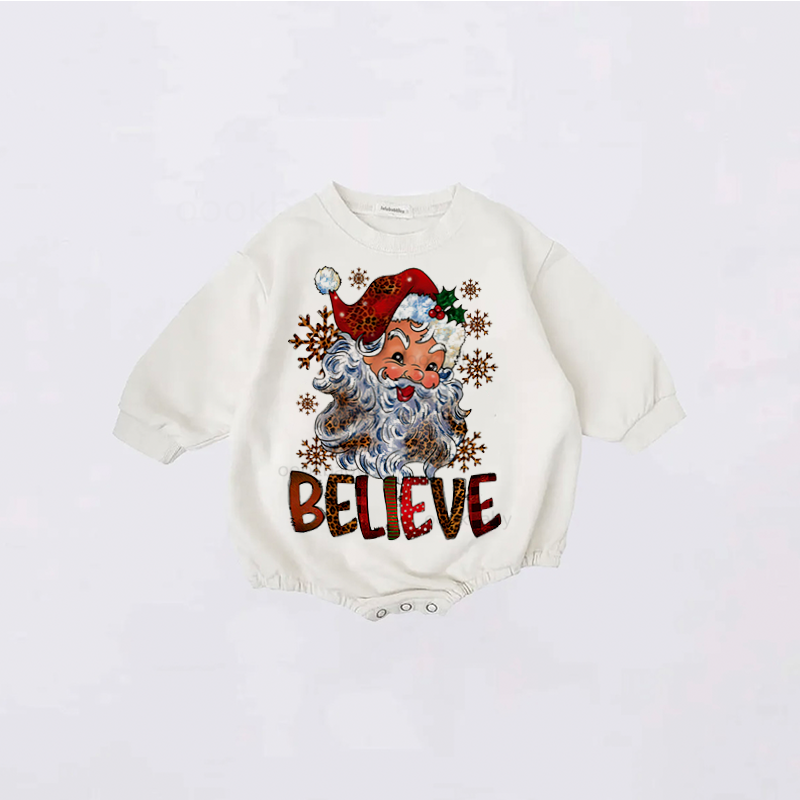 Baby Charisma Santa Claus Believe Print Romper