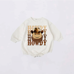 Baby Christmas Howay Face Print Romper