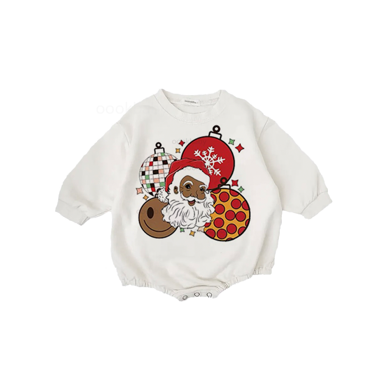 Baby Christmas Santa Claus Happy Print Romper