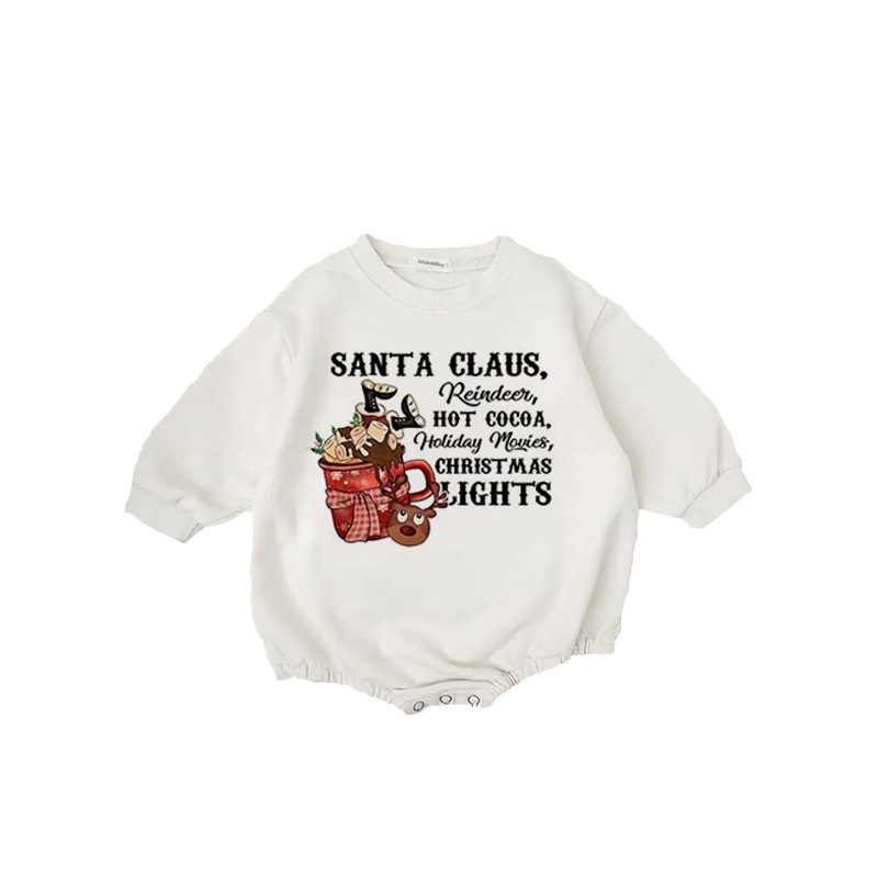 Baby Christmas Santa Font Print Romper