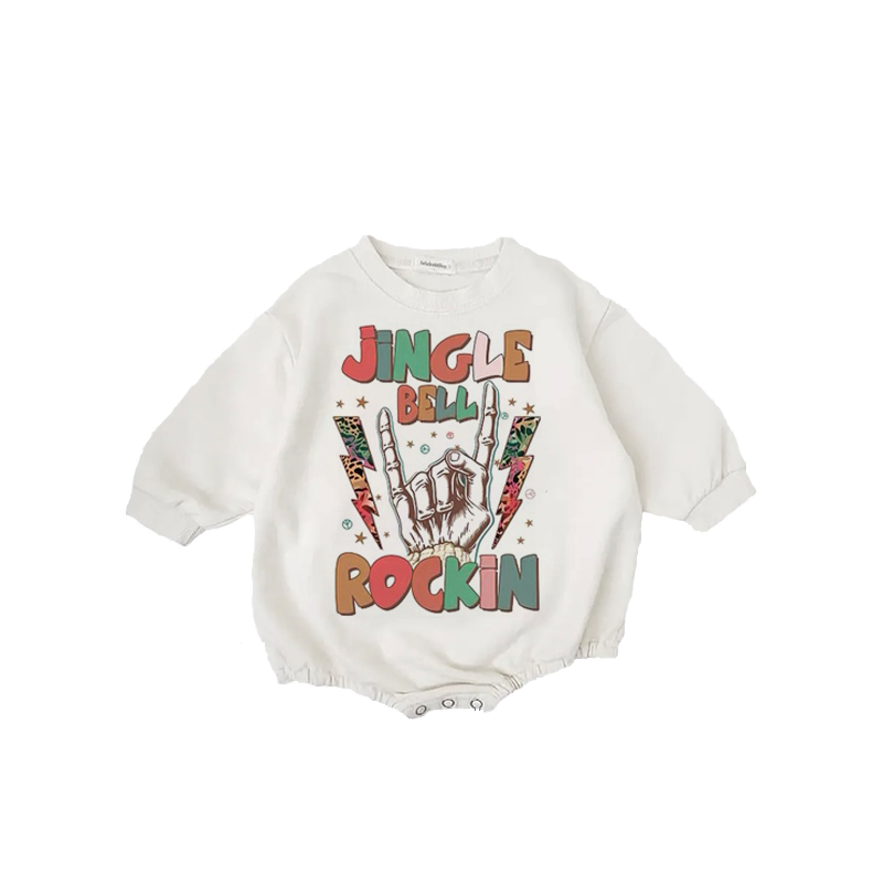 Baby Christmas Bone Rockin Print Romper