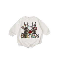 Baby Christmas Two Bone Print Romper