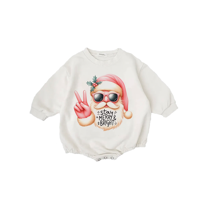 Baby Christmas Stay Merry & Right Print Romper