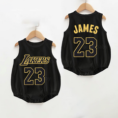 Baby Jersey J Twenty-three Black Print Romper