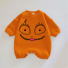 Spooky Cute Pumpkin Face Baby Romper
