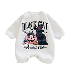 Baby Black Cat Print Romper