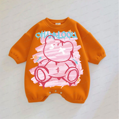 Pink Bear  Baby Print Romper