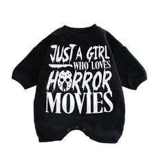 Baby Just a Girl who love horror movies Print Romper
