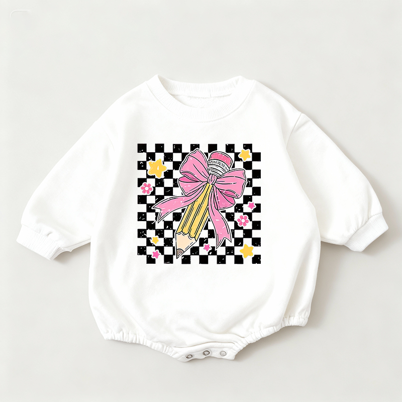 Baby Pink pencil Print Romper