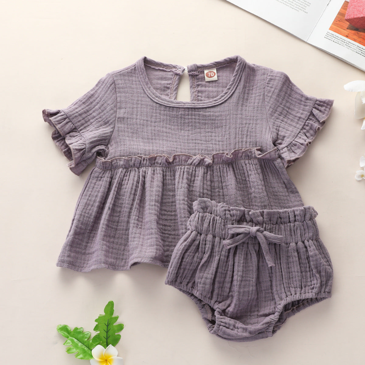 2 Piece Baby Solid Color Suit