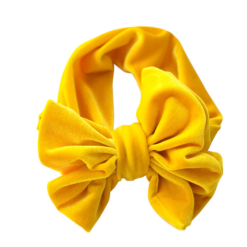 Baby Girl Gold Velvet Bow Headband