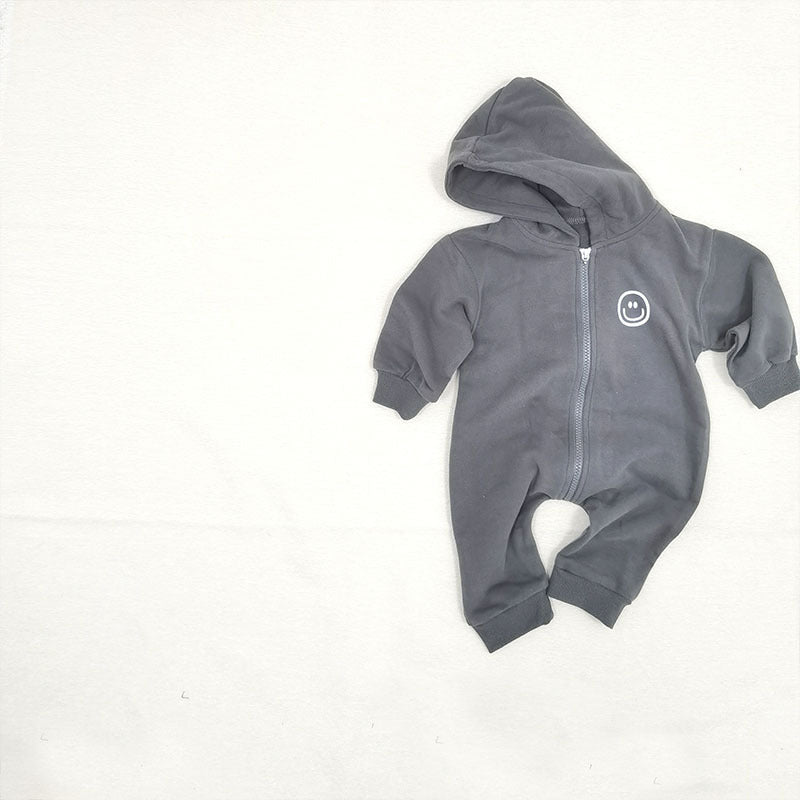 Baby Smile Print Hoodie Romper